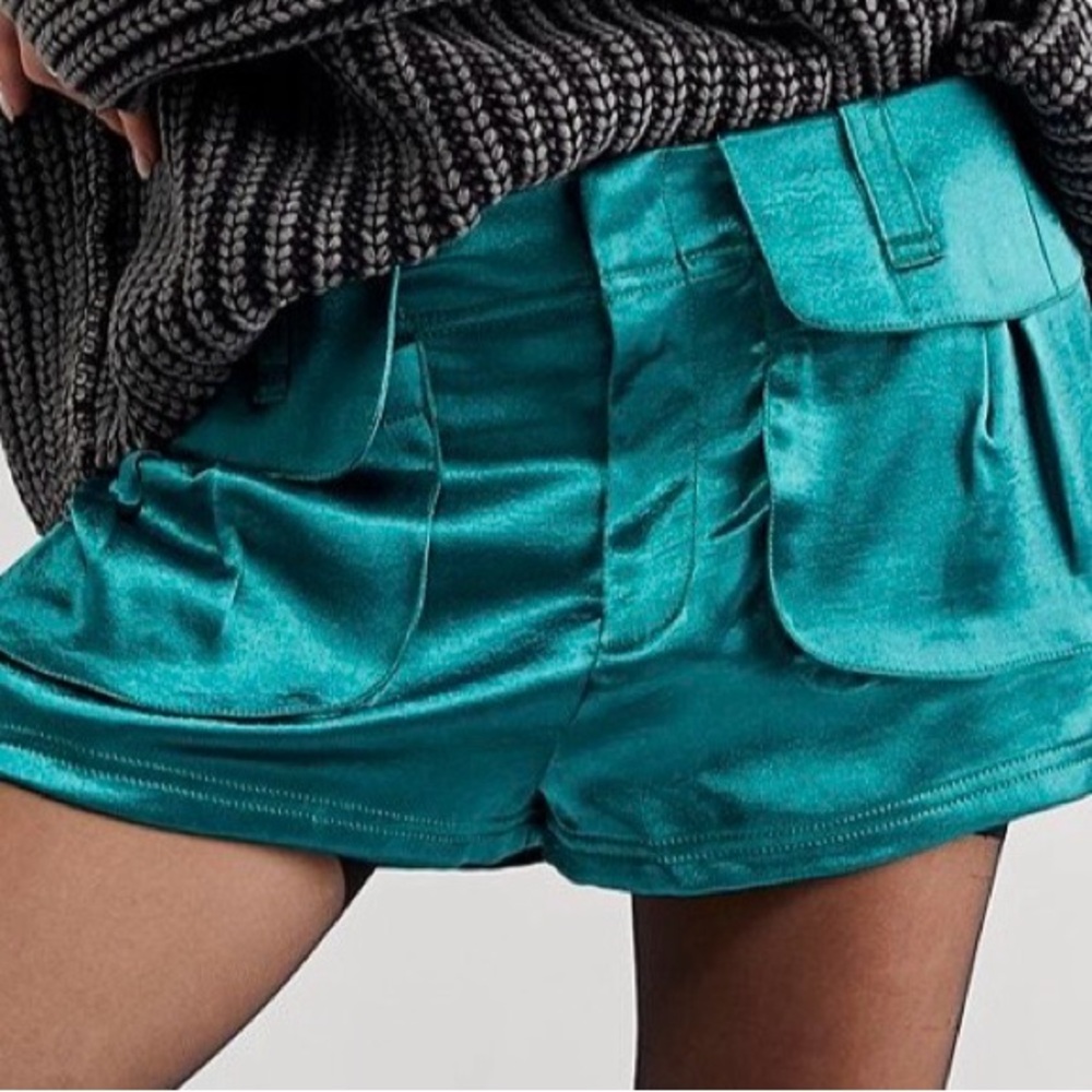 Free People Teal Cargo Shorts